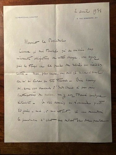 Lettre maréchal lyautey - du,