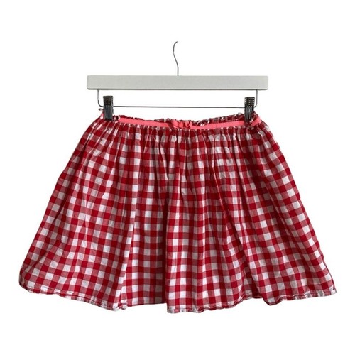 Red white gingham cotton - red,