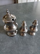 SALIERE-POIVRIER-MOUTARDIER EN METAL ARGENTE-CAILAR BAYARD