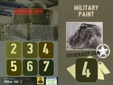 AEROSOL BOMBE PEINTURE 400ml OLIVE DRAB OD4 MAT US WW2 . . jeep dodge