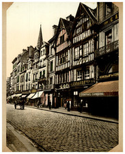 France, Caen, Rue Saint-Pierre animée  photochromie, vintage photochrome  23