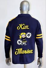 Vintage 1970's EAST-TENN Acrylic Blue Letterman Varsity Cardigan Sweater Size 36