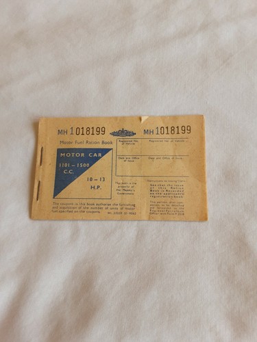 Vintage motor car fuel ration - fuel,