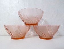 3 bols en verre rose Rosaline