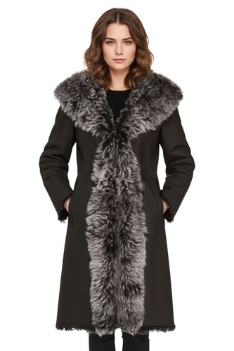 Femmes mouton noir cuir - noir,