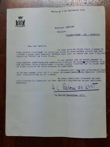 Lettre autographe marquis - lettre,