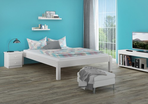 Lit futon pin massif - , blanc