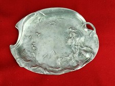 Plateau  en Étain Ancien Art Nouveau ...