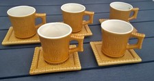 LOT 5 TASSES & SOUS TASSES CERAMIQUE LU / LEFEVRE UTILE / EDITION CLOUET  /