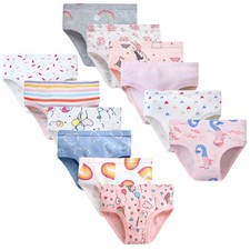 Culotte Fille sous-vêtement Slip Pur Coton Lot de 12 Enfants 7-8 AnsGirls Bri...