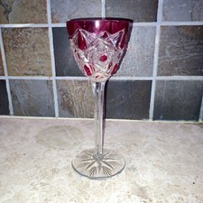 BACCARAT LAGNY verre à vin roemer cristal couleur rubi rhin overlay