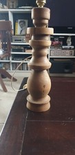 PIED DE LAMPE ANCIEN EN BOIS TOURNE DECO HAUTEUR 35 CM DES ANNEES 70