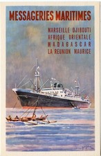 CARTE POSTALE / MESSAGERIE MARITIMES / MARSEILLE DJIBOUTI MADAGASCAR LA REUNION