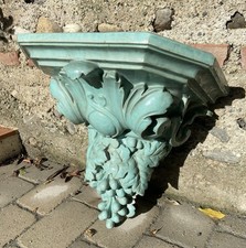 Ancienne grande console applique murale barbotine émaillée glaçure bleu céladon