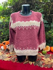 Pull bordeaux motifs jacquard – col rond chaud & confort XL