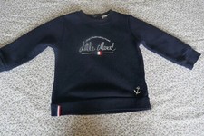 Sweat bleu marine (75% polyester) T. 12/18 mois LITTLE MARCEL