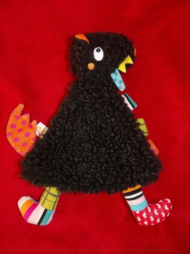 Doudou plat loup noir orange - loup,