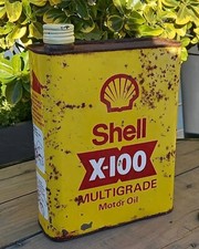 Ancien Bidon D'huile SHELL X-100 Multigrade