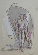 THE BOMB SHELTER original pencil drawing A4 war civilians Ukraine art Belaubre