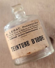 PHARMACIE - TEINTURE D'IODE - FLACON en verre - Bouchon - ancien - CHIMIE
