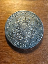 France Louis XIV Ecu aux 3 Couronnes 1709 S (Reims) (R1) SPL  RARE en l'ETAT