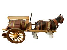 ANCIEN GRAND CHEVAL CÉRAMIQUE ET CHARRETTE TONNEAU DE VIN SEAU CHAUDRON CUIVRE