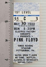 Billet De Concert Pink Floyd 30 Mai 1988 Pittsburgh Pennsylvanie