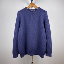 Pull de pêcheur homme Paul James bleu marine en laine maille lourde -...