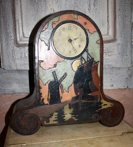 Ancienne pendule horloge bois - pendule,