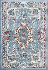 Floral Traditionnel Turc Heat-Set Oriental Zone Tapis Classique Bleu Clair Tapis