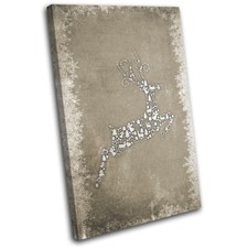 Christmas Decoration Wall Canvas ART Print XMAS Picture Gift Chalk 01 Cream Chri