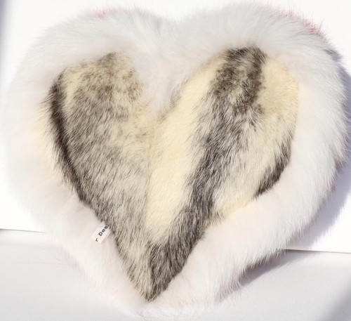 Vison cœur fourrure coussin - vison,