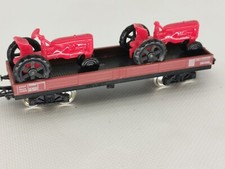 JOUEF HO WAGON PLAT LONG A BOGIES AVEC DEUX TRACTEURS FARMALL  +++