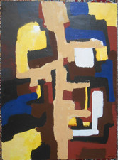 *Ecole du XX siècle Tableau acrylique sur papier 54 cm x 75cm - village