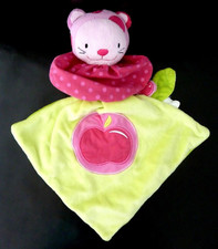 W8. DOUDOU PLAT VERTBAUDET CHAT ROSE POMME VERT SAC POIS - EXCELLENT ETAT