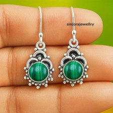 Boucles d'oreilles pendantes en argent sterling 925 et pierre précieuse...