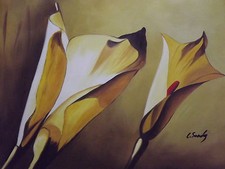 Abstrait Jaune Fleurs Grand