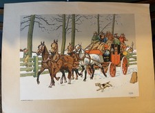 LITHOGRAPHIE LE RALLIC.DILIGENCE PAR TEMPS DE NEIGE.ANNÉES 30.