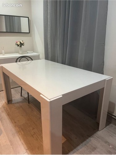 Table blanche laquée design - blanche,