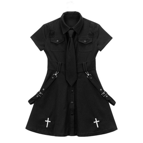 Femme mini robe chemise bouton - robe,