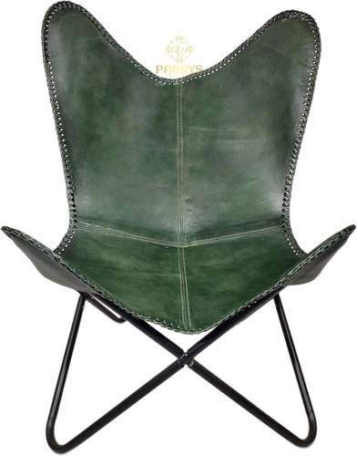 Chaise papillon cuir vert - cuir,