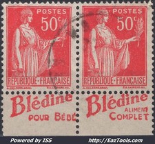 FRANCE TYPE PAIX PAIRE N°283