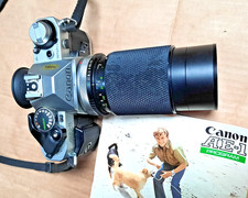 CANON AE-1  Programm + zoom MAGNON 80-200 mm. Pile HS déclencheur hors fonction.