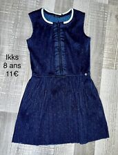 ikks 8 Ans Fille : : Robe bleue Satinée été Jupe Plissée