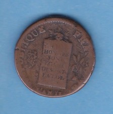 (REV 21) CONVENTION 2 SOLS AUX BALANCES 1793 PAU (RARE) TB+