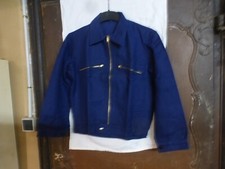 pur vintage Blouson Bleu Travail Veste cycliste mixte taille 34 coton