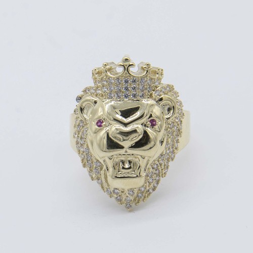 Bague lion brillante grande - lion, en