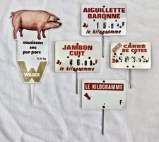 5 ETIQUETTES VINTAGE BOUCHERIE CHARCUTERIE EN FRANCS BOUCHER JAMBON SAUCISSON