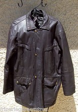 VINTAGE Veste mi-longue en CUIR brun, Homme, Taille L ----- (BCH_027)