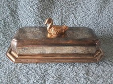 Ancien Plat de service en inox pour foie gras LG 18 cm, lg 9 cm Vintage France